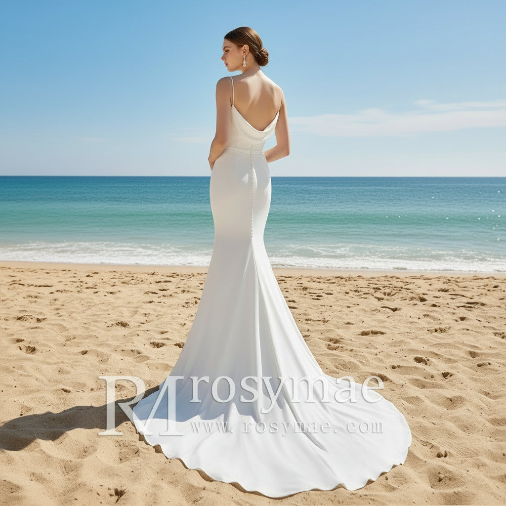 Simple Plain Soft Satin Fit Flare Bridal Gown Wedding Dress Rosymae Simple Plain Soft Satin Fit Flare Bridal Gown Wedding Dress Rosymae