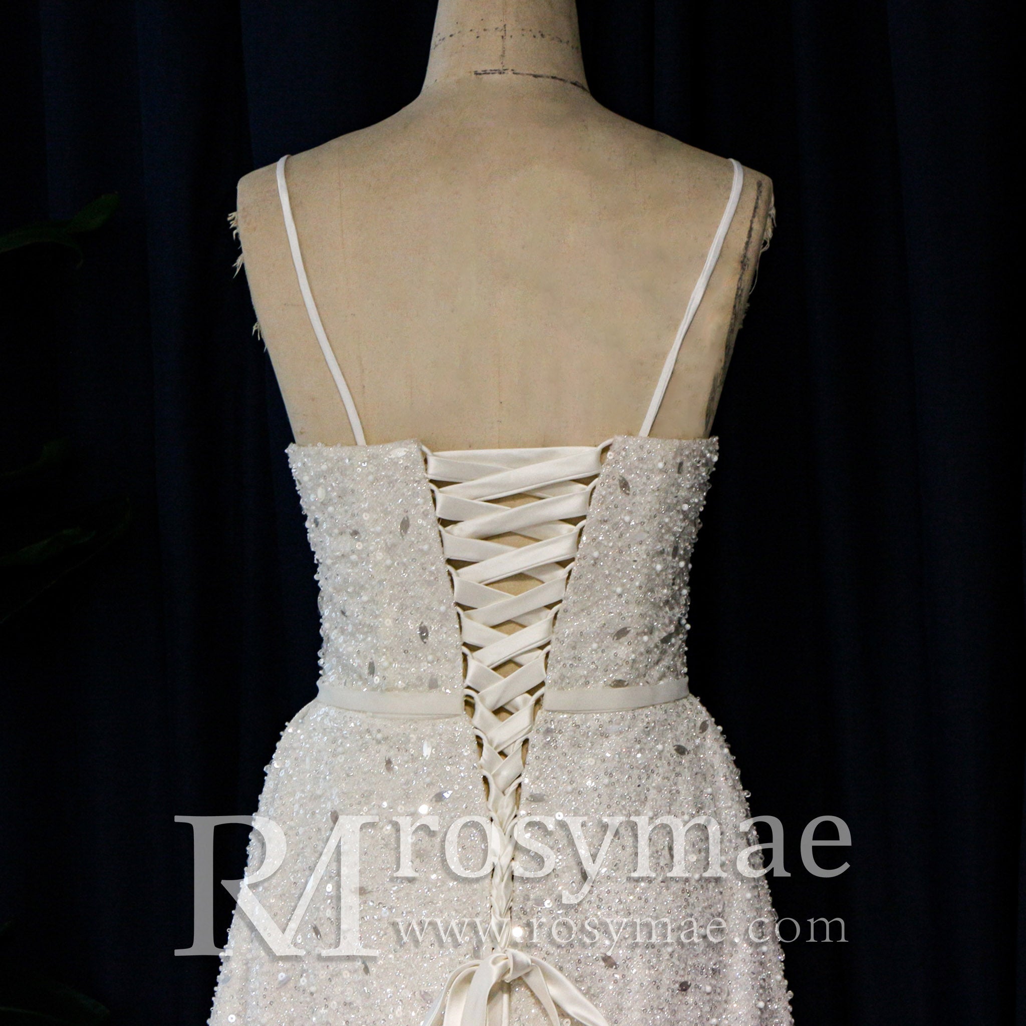 Spaghetti Strap Sweetheart Neckline Column/Sheath Wedding Dress - Rosymae