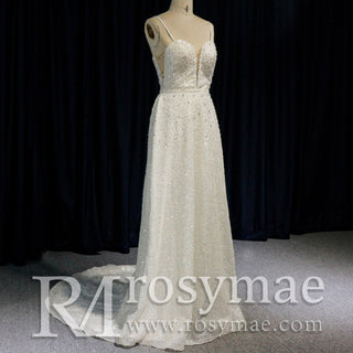Spaghetti Strap Sweetheart Neckline Column/Sheath Wedding Dress - Rosymae