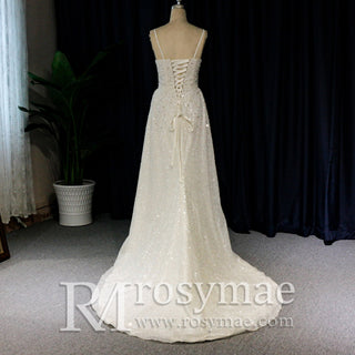 Spaghetti Strap Sweetheart Neckline Column/Sheath Wedding Dress - Rosymae