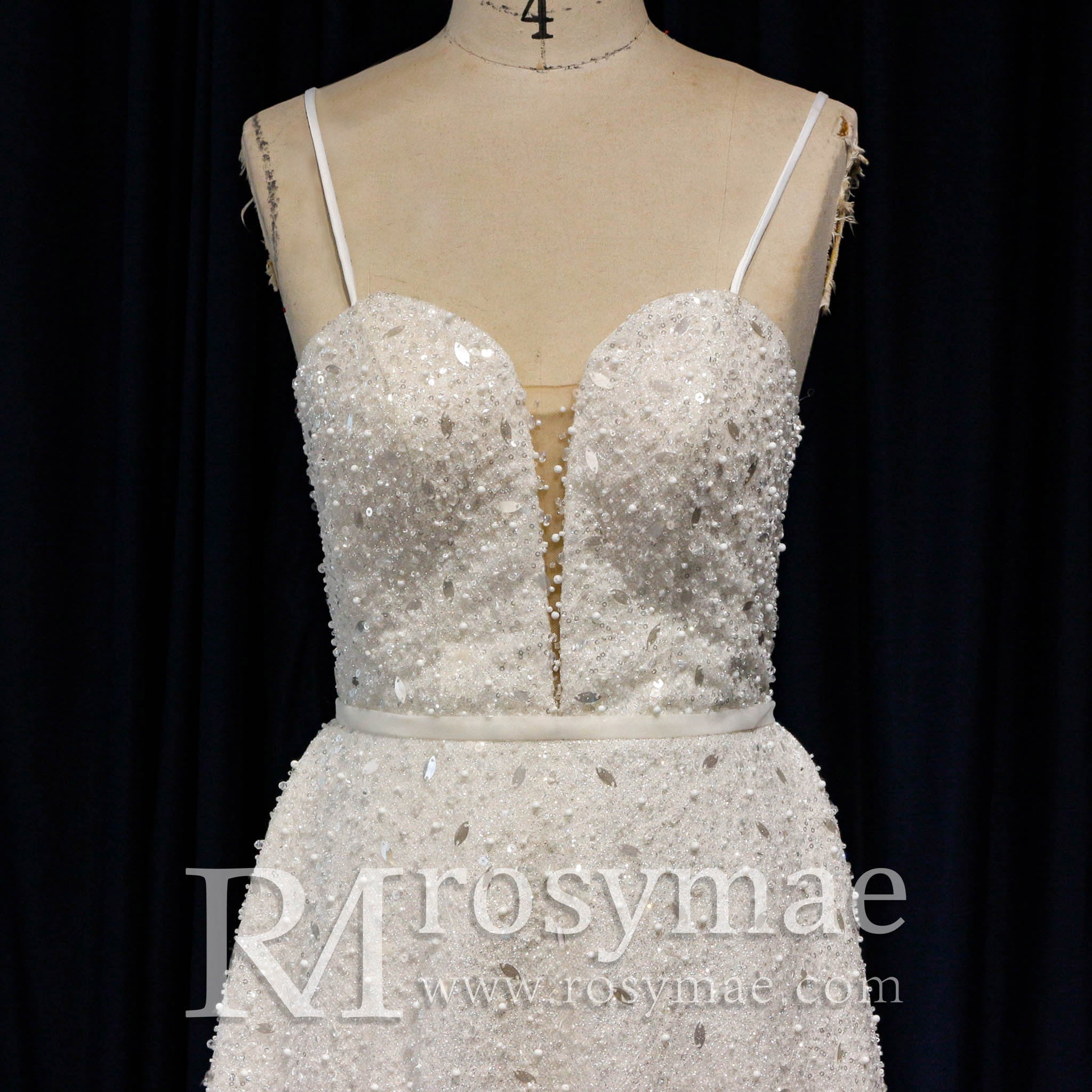 Spaghetti Strap Sweetheart Neckline Column/Sheath Wedding Dress - Rosymae
