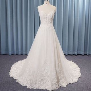 Spaghetti Strap Sweetheart Lace Tulle A-line Wedding Dress