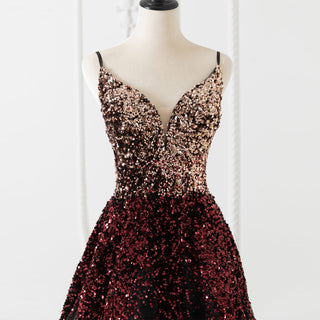 Spaghetti Strap Sequin Formal Dresses Evening Party Dance Gown