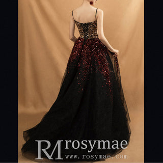 Spaghetti Strap Sequin Formal Dresses Evening Party Dance Gown