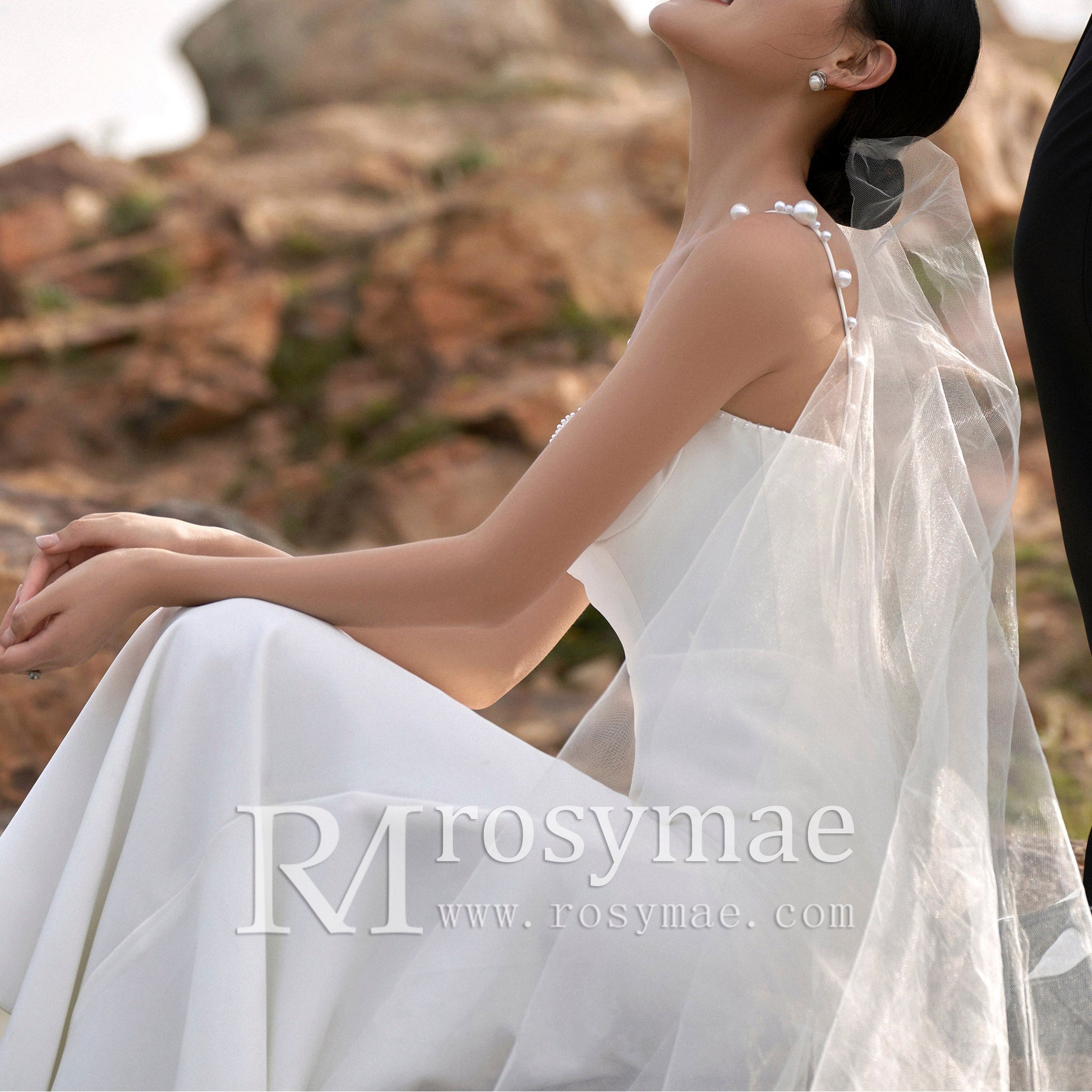Spaghetti Straps Mermaid Satin Wedding Dress Bridal Gown - Rosymae
