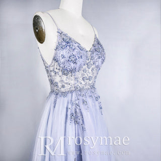 Spaghetti Straps Mother of The Bride Dress With High Slit - Rosymae