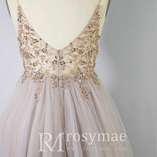 Spaghetti Straps Mother of The Bride Dress With High Slit - Rosymae