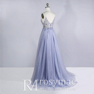 Spaghetti Straps Mother of The Bride Dress With High Slit - Rosymae