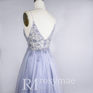 Spaghetti Straps Mother of The Bride Dress With High Slit - Rosymae