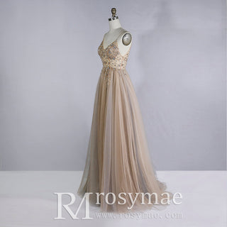 Spaghetti Straps Mother of The Bride Dress With High Slit - Rosymae