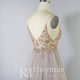 Spaghetti Straps Mother of The Bride Dress With High Slit - Rosymae