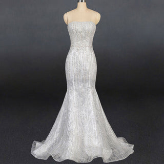Sparkly crystals Mermaid Strapless Sequins Wedding Dress - Rosymae