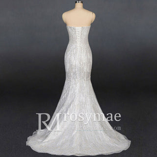 Sparkly crystals Mermaid Strapless Sequins Wedding Dress - Rosymae
