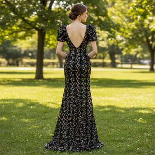 Sparkly Sequins V Neck Mermaid Evening Dress Prom Party Gown - Rosymae