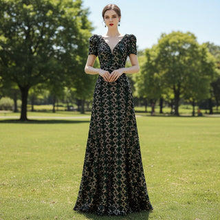 Sparkly Sequins V Neck Mermaid Evening Dress Prom Party Gown - Rosymae