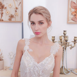 Sparkly Tank Strapy Sequins Mermaid Wedding Dress - Rosymae