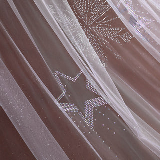 Beaded Star Long Wedding Head Veil for Bridal