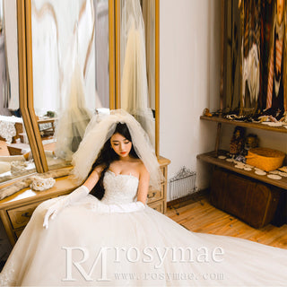 Puffy Skirt Ball Gown Bridal Wedding Dresses with Long Train