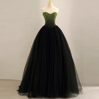 Strapless Ballgown Black Prom Dress Wedding Guest Party Gown