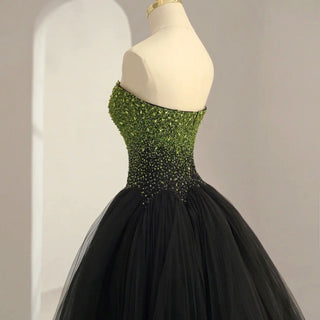 Strapless Ballgown Black Prom Dress Wedding Guest Party Gown