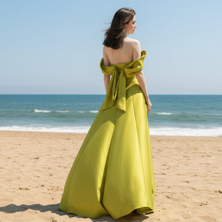 A-line Olive Formal Gown Prom Party Dress with Ruched Top Olive / 6 A-line Olive Formal Gown Prom Party Dress with Ruched Top Olive / 6