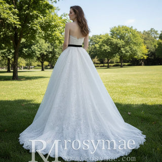 Strapless Country Wedding Dresses Simple Lace Beach Bridal Gowns - Rosymae