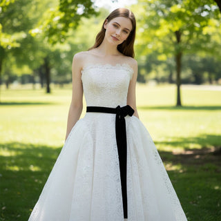 Strapless Country Wedding Dresses Simple Lace Beach Bridal Gowns - Rosymae