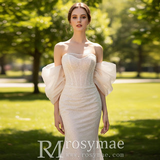 Strapless Curve Neckline Mermaid Wedding Dress - Rosymae