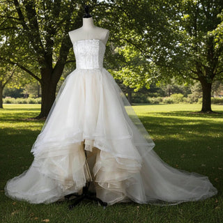 Strapless Hi Lo Bridal Gown Wedding Dress with Multi Tulle - Rosymae