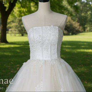 Strapless Hi Lo Bridal Gown Wedding Dress with Multi Tulle - Rosymae
