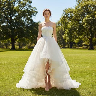high low wedding dresses Dress,Beach Wedding Dress,Wedding Dress with Sleeves, Picture Color High Low Country Wedding Dresses