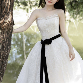 Strapless Country Wedding Dresses Simple Lace Beach Bridal Gowns