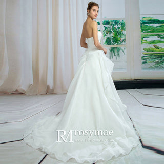 Timeless Strapless Ruffle Orgazan Tulle A-line Wedding Dresses