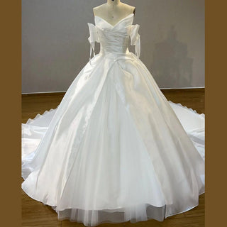 Strapless Organza V-neck Bridal Gown Wedding Dress Removable Sleeve - Rosymae