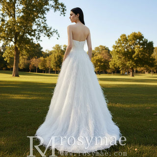 Strapless Ostrich Feather Wedding Dresses for the Couture Bride - Rosymae