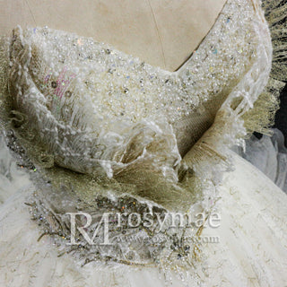 Strapless Puffy Skirt Sweetheart Lace Ball Gown Bridal Wedding Dress - Rosymae