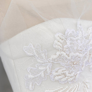 Ruching Strapless Satin Bridal Wedding Dress with Puffy Skirt