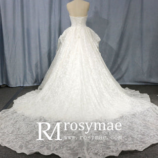 Strapless Ruffled Lace Wedding Dress Corset Bridal Gowns - Rosymae