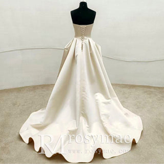 Strapless Satin High Low Beach Bridal Gown Wedding Dress