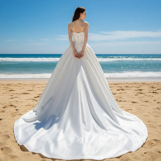 Strapless Satin Wedding Dresses Elegant Bridal Gowns - Rosymae