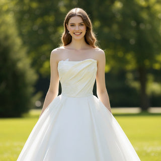 Strapless Satin Wedding Dresses Elegant Bridal Gowns - Rosymae