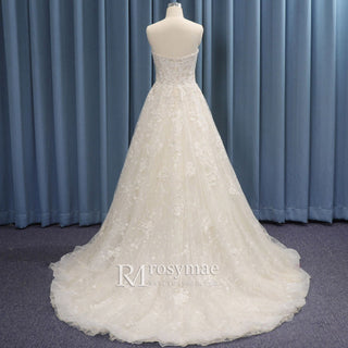 Strapless Sweetheart Lace A-line Wedding Dress