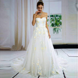 Sweetheart Color Embroidery Flower Lace Bridal Wedding Dresses