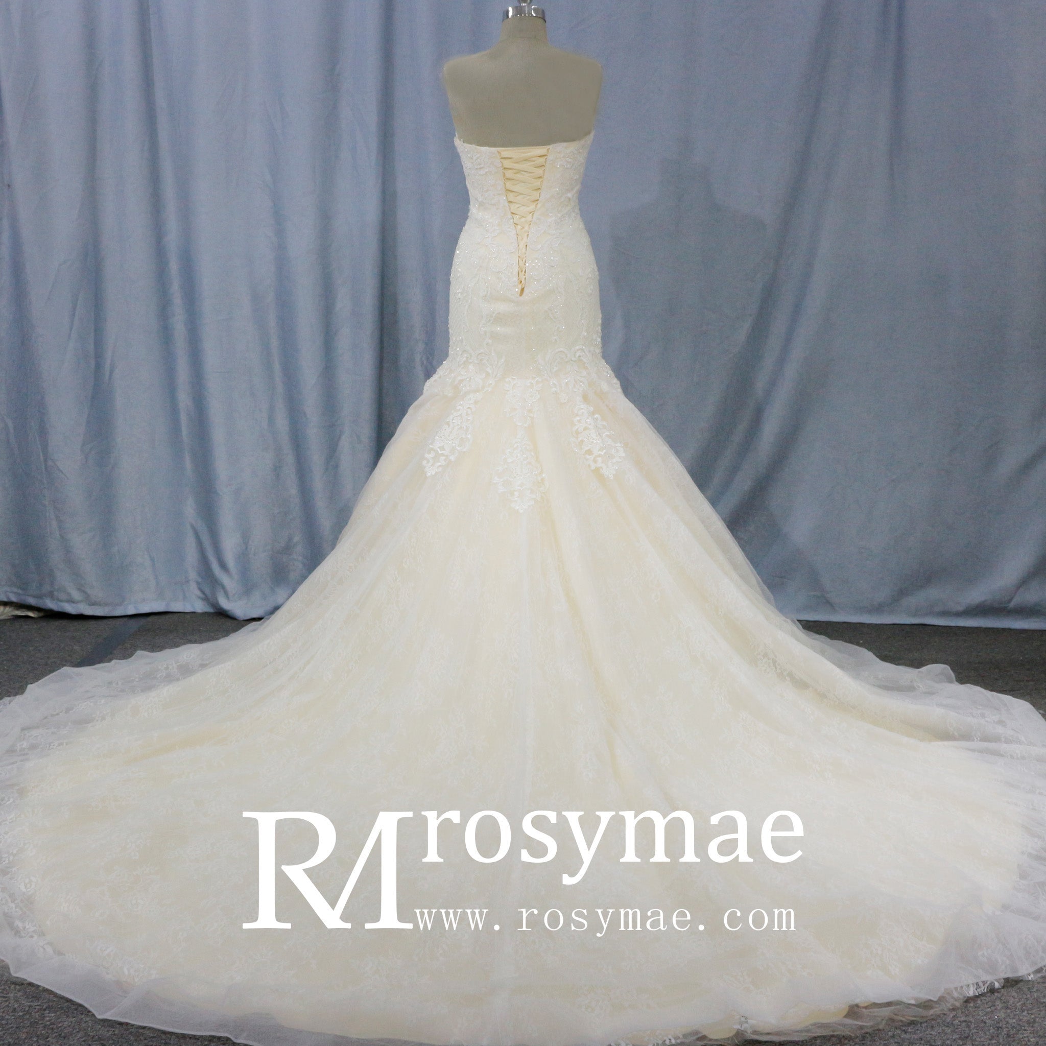 Strapless Sweetheart Neckline Lace Mermaid Wedding Dresses - Rosymae