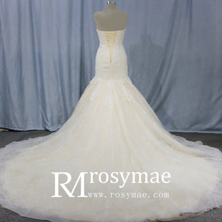 Strapless Sweetheart Neckline Lace Mermaid Wedding Dresses - Rosymae