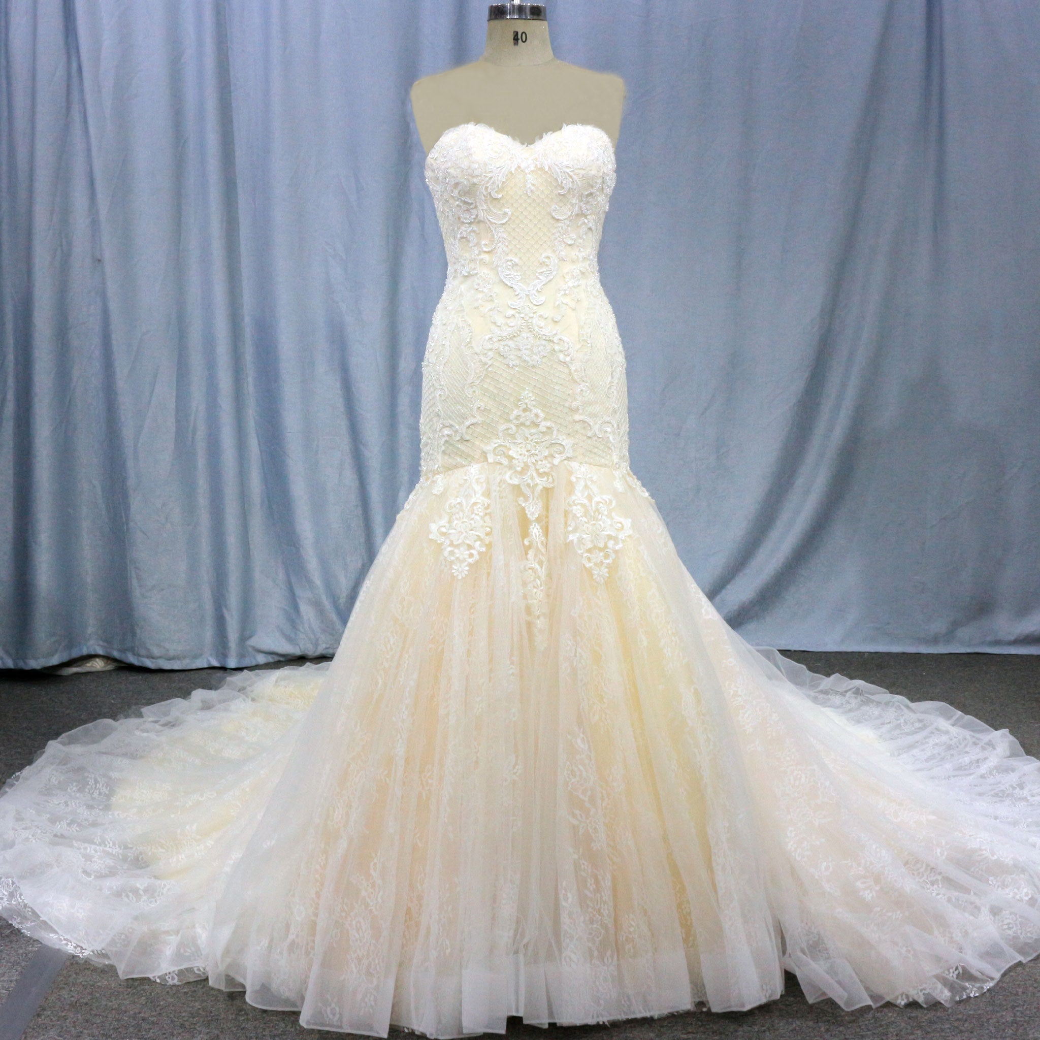 Strapless Sweetheart Neckline Lace Mermaid Wedding Dresses - Rosymae