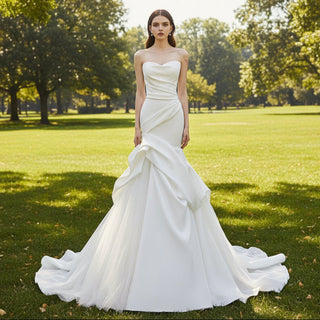 Strapless Trumpet Mermaid Wedding Dress Bridal Gown for Bride - Rosymae