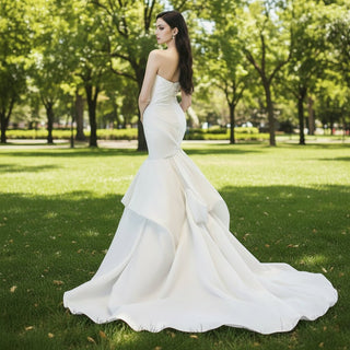 Strapless Trumpet Mermaid Wedding Dress Bridal Gown for Bride - Rosymae
