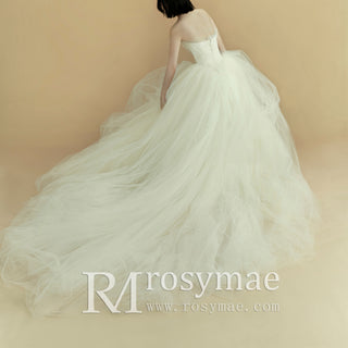 Strapless Puff Ball Gown Tulle Bridal Gowns Wedding Dresses