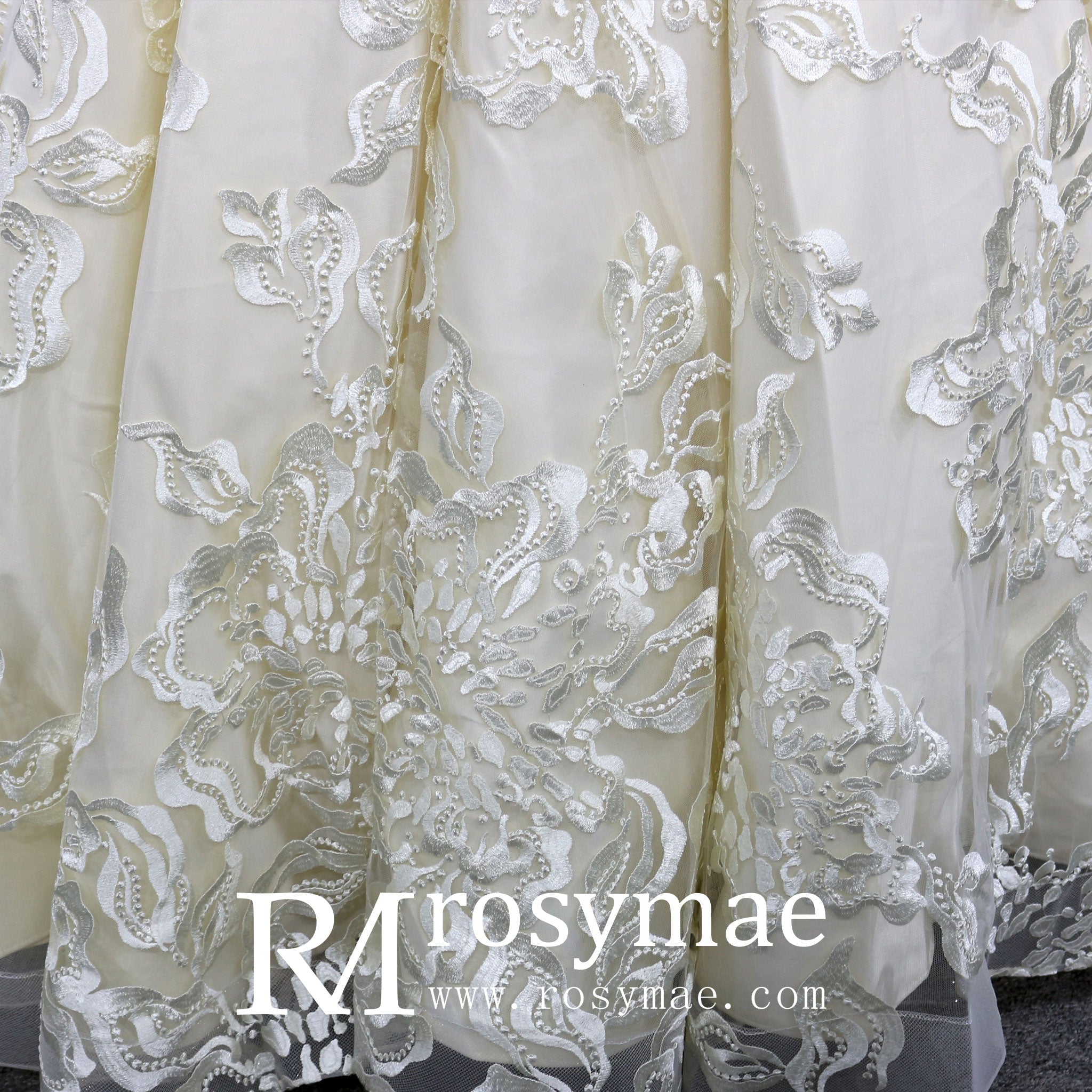 Stylish Off The Shoulder Champagne Wedding Dresses For Brides - Rosymae